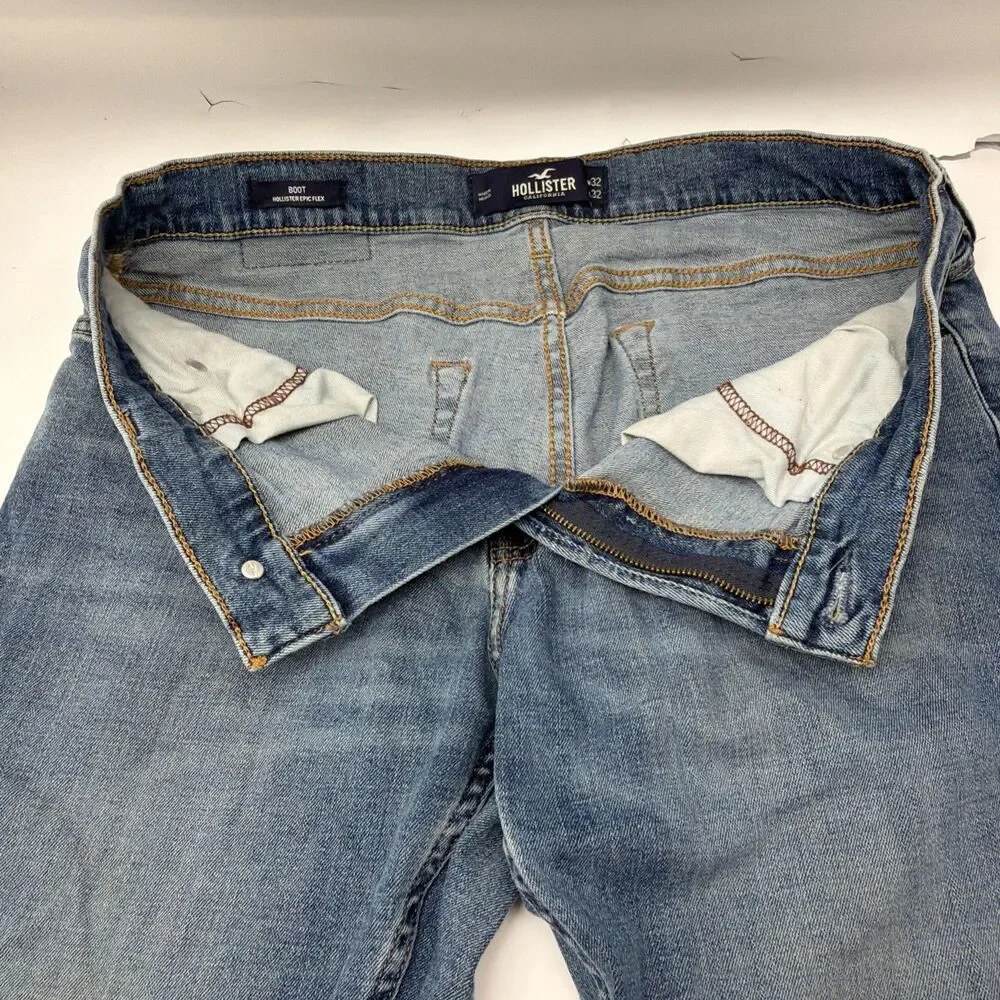 Hollister Jeans Mens Size 32x32 Epic Flex Boot Cut Med Wash Blue Denim Fits